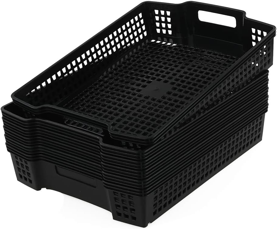 Bandeja almacenamiento plástico oficina cocina 6 pzas negro