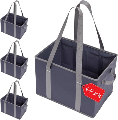 4 Pzas Bolsas Reutilizables Asas Plegable Fondo Reforzado Azul