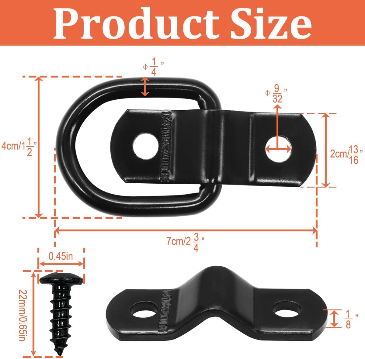 10 Anillos D Acero Negro 2400lb para Correas Amarre