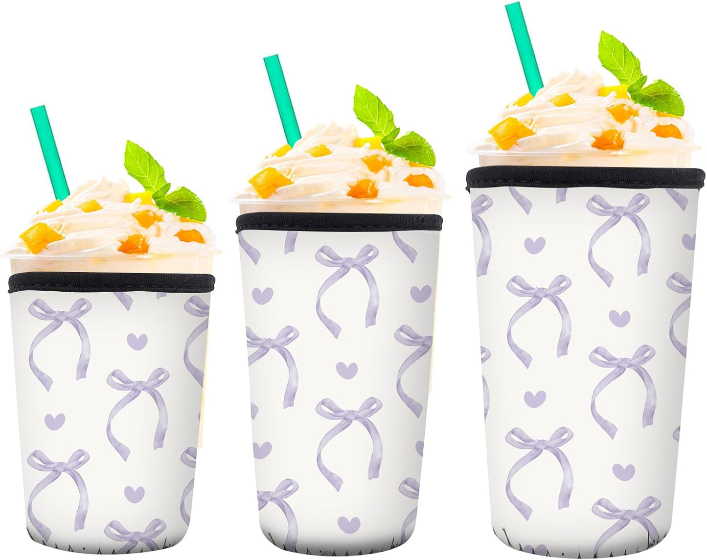 3 Pzas Funda Neopreno para Vasos Café Frío 16-32oz Purpura