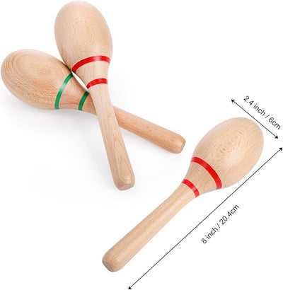 4 Sonajeros de madera 8pulg Maracas Tocadores Rumba