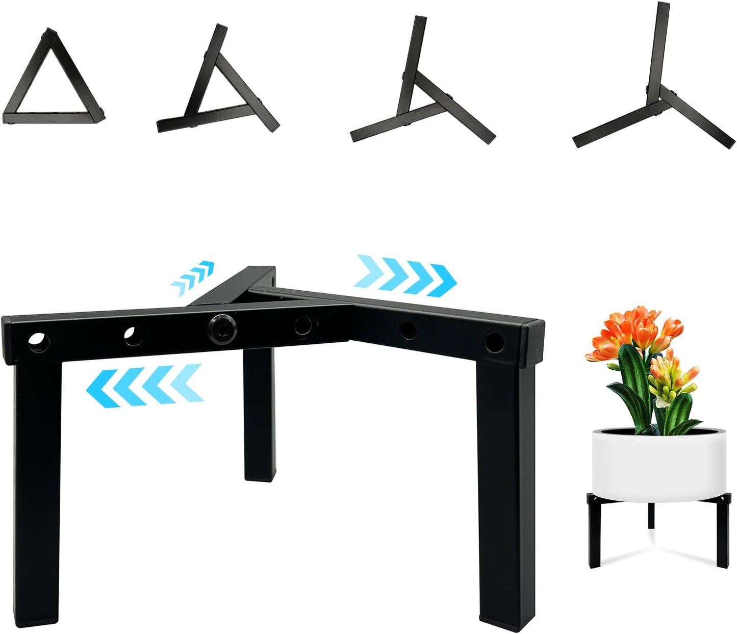 Soporte metal ajustable 3 patas para maceta 5-10pulg negro