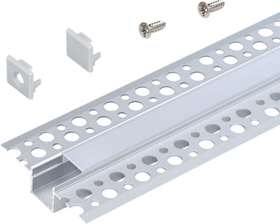 Canal luz LED empotrado yeso pack 5 plateado