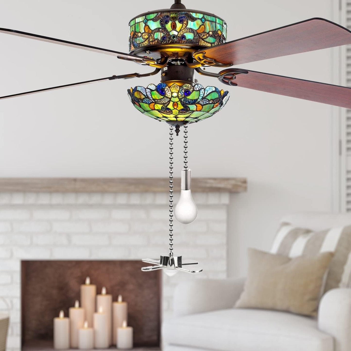 Juego cadena ventilador techo 13.6pulg interruptor luz