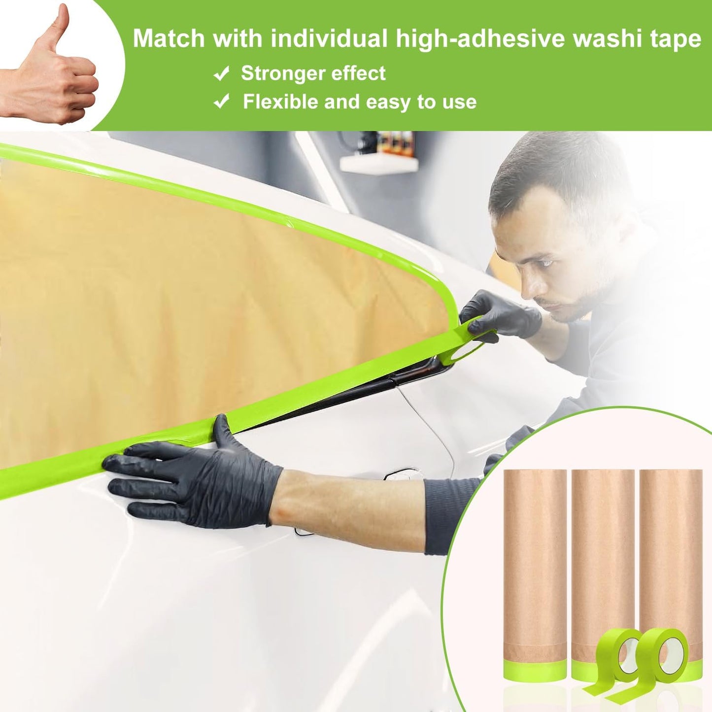 Set 4 rollos papel enmascarar 18pulg x50pies para pintura