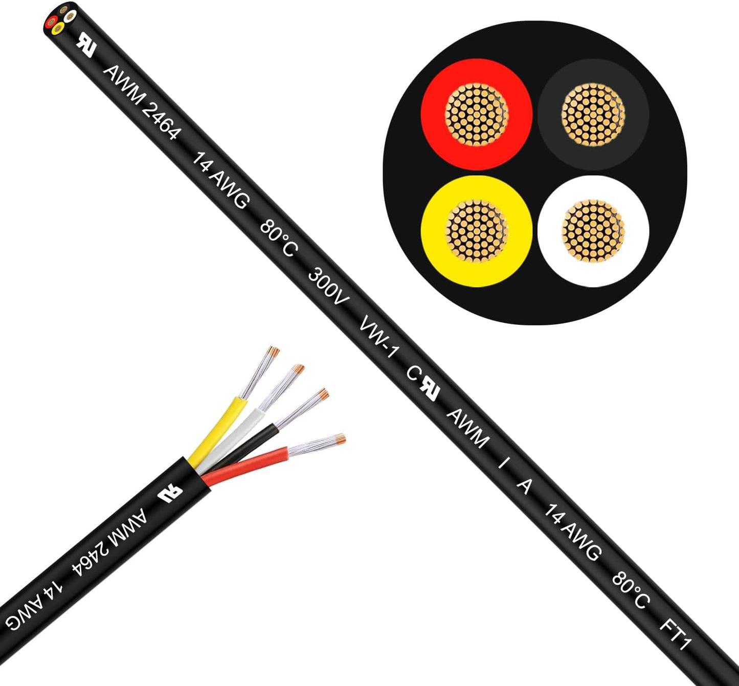 Cable eléctrico PVC 14/4 cobre estañado 10ft