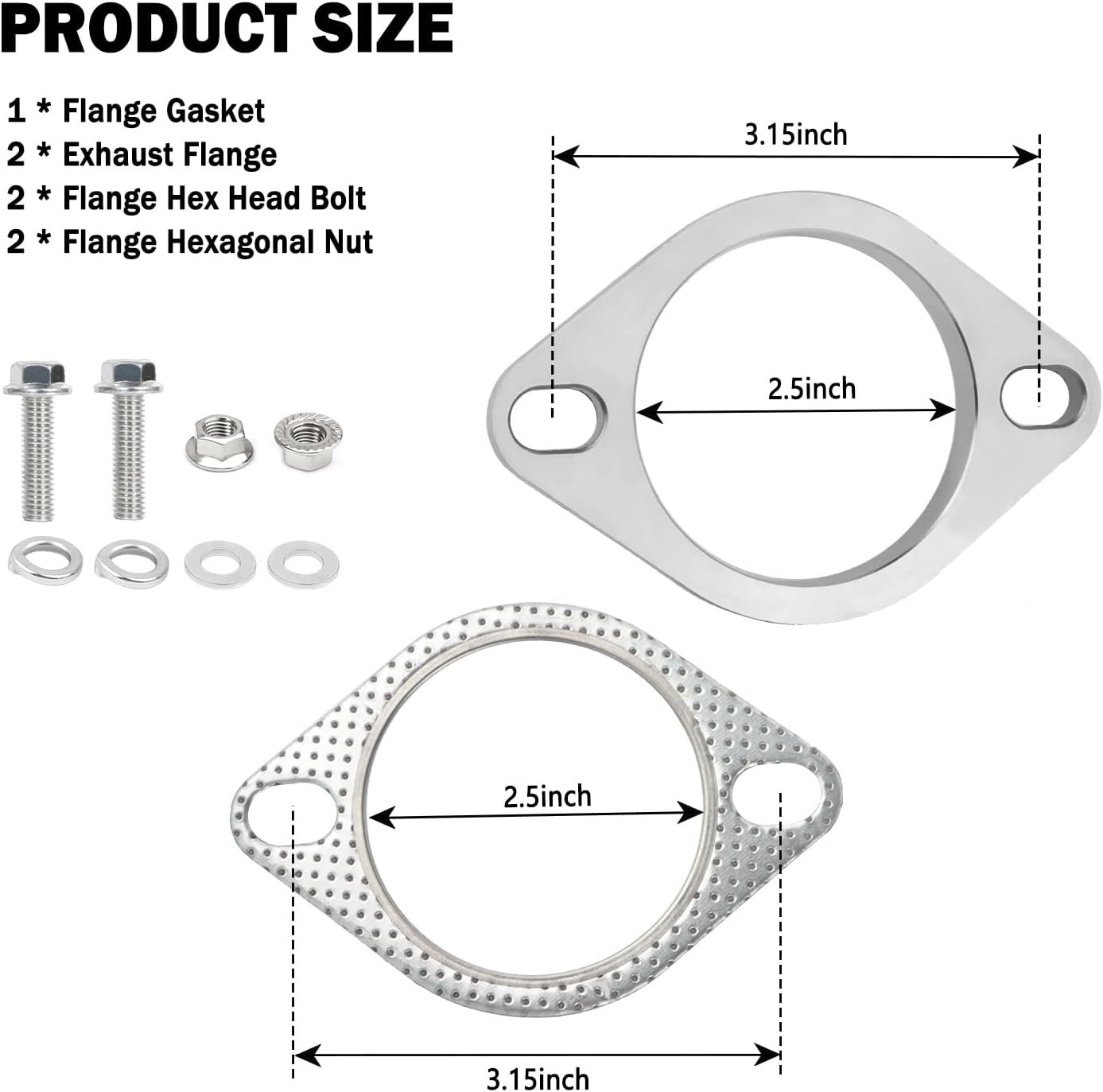 Kit reparación brida escape 2.5" acero inox