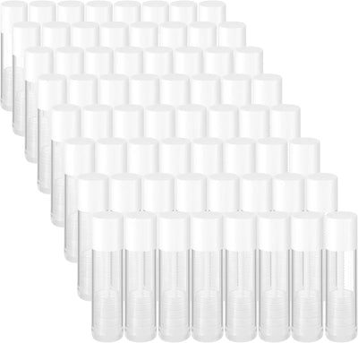 64 Tubos Balsamo Labial Recargables Plastico Giratorio Transparente