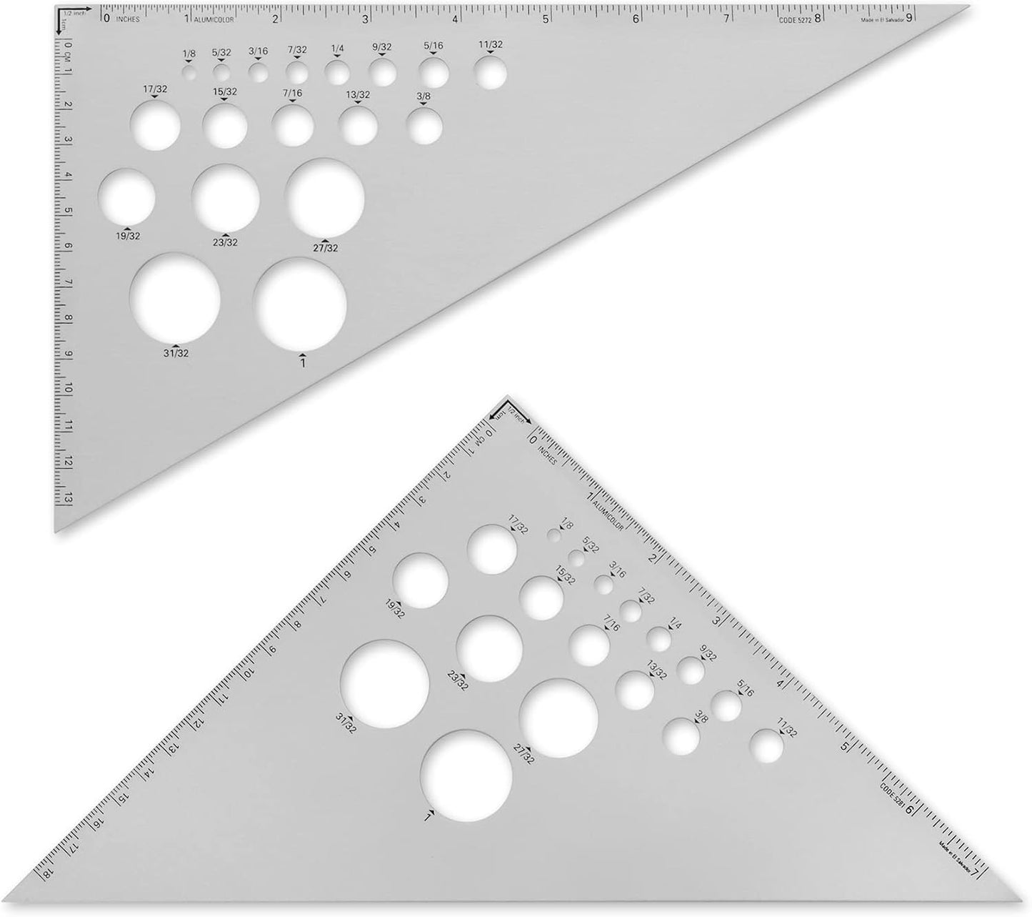 Triángulo dibujo aluminio 8 y 10 pulg set 2 pzas 30/60 y 45/90