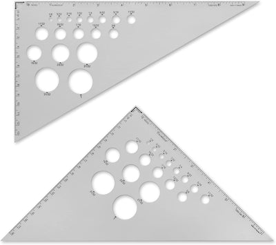 Triángulo dibujo aluminio 8 y 10 pulg set 2 pzas 30/60 y 45/90