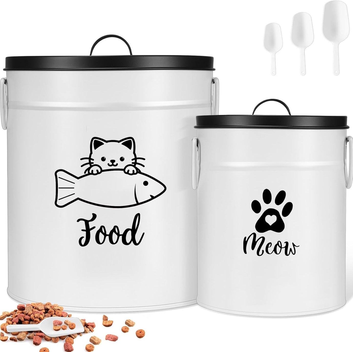 Set 2 Recipientes Metal para Galletas Gato con Tapas