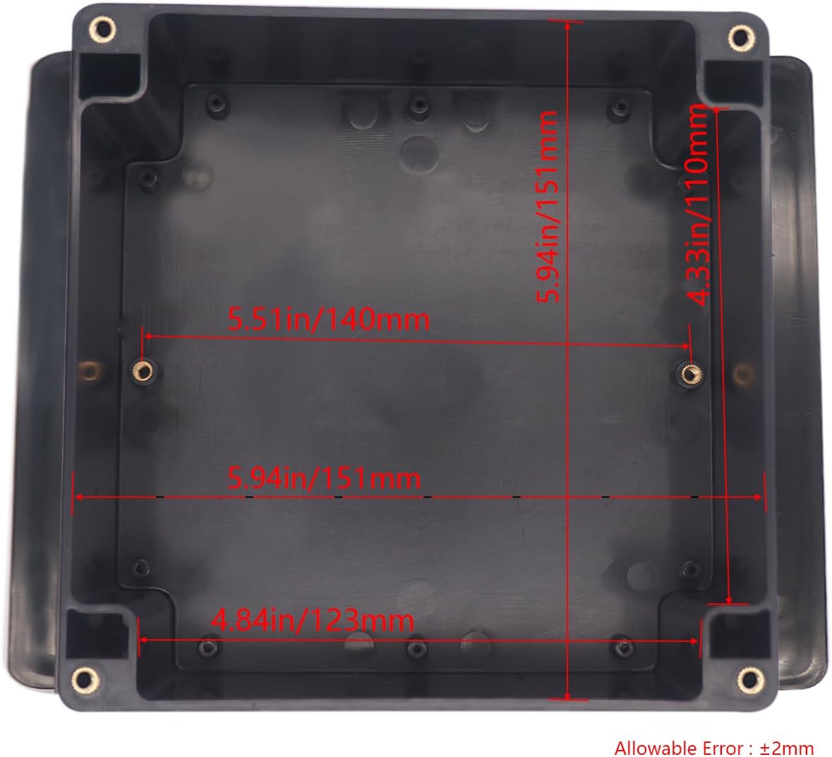 Caja conexiones electrónica IP65 plástico negro 6.3x6.3x3.5pulg
