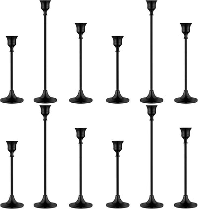 12 Portavelas Metal Cónico para Candelabros Negro Hogar