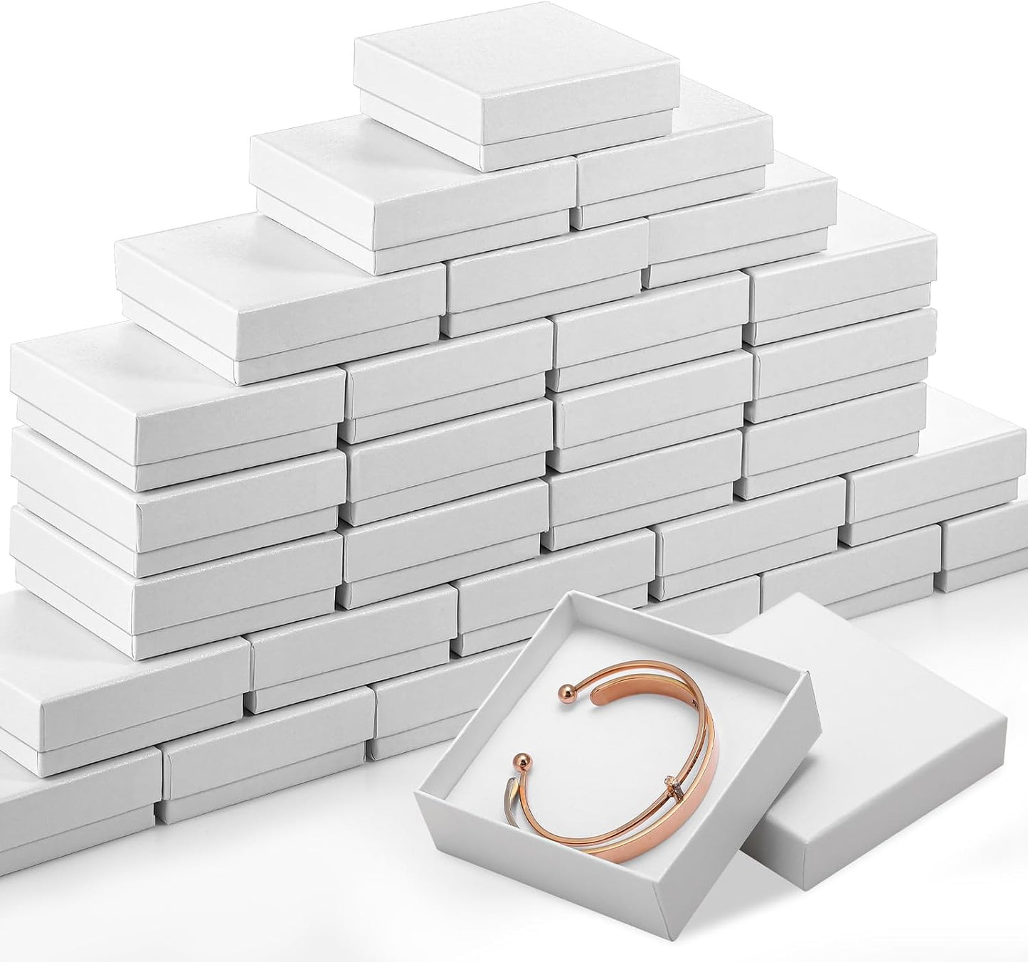 100 Cajas Regalo Joyas 3.5x3.5" Cartón Blanco