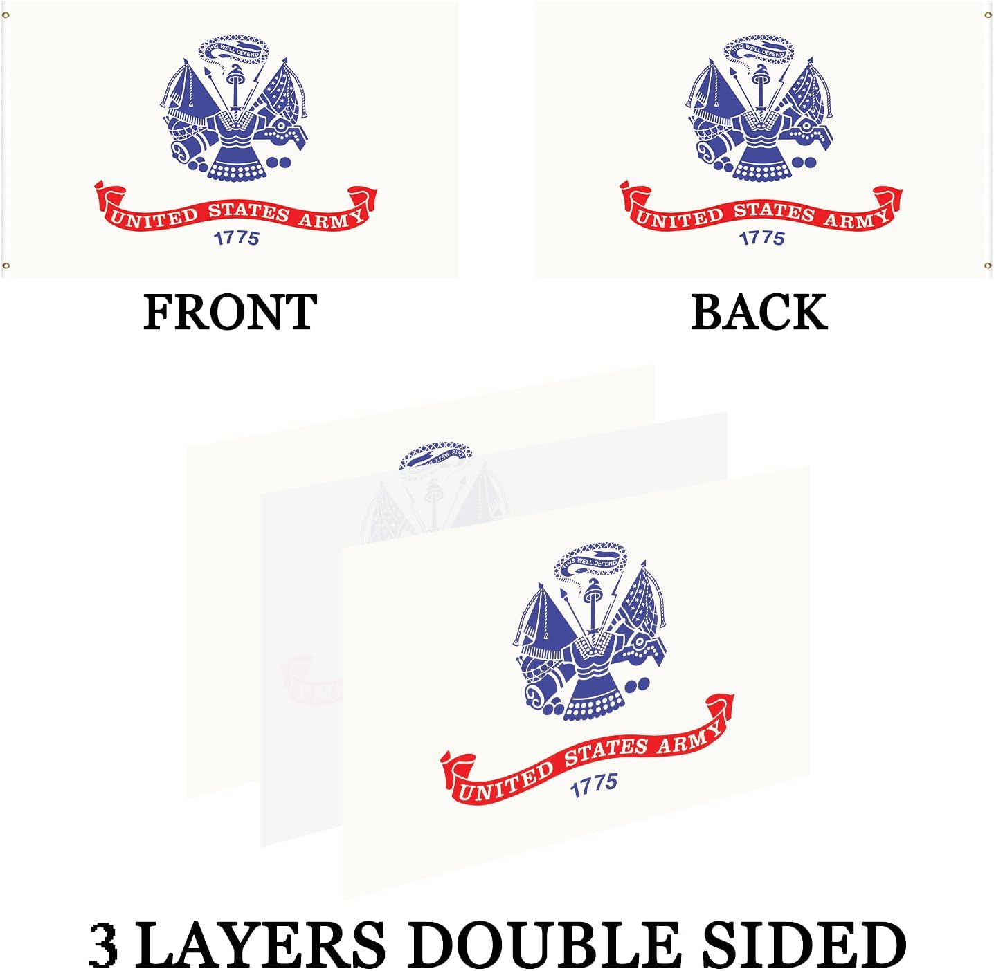 Bandera ejército EE.UU. 2x3 doble cara resistente con ojales