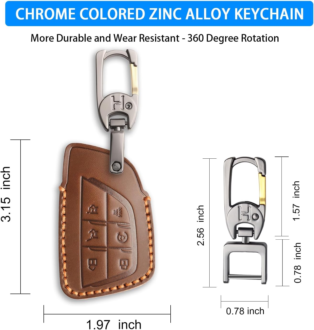 Funda llave cuero genuino para Chevy GMC Marrón
