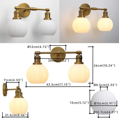 Aplique pared 2 luces globo vidrio blanco leche