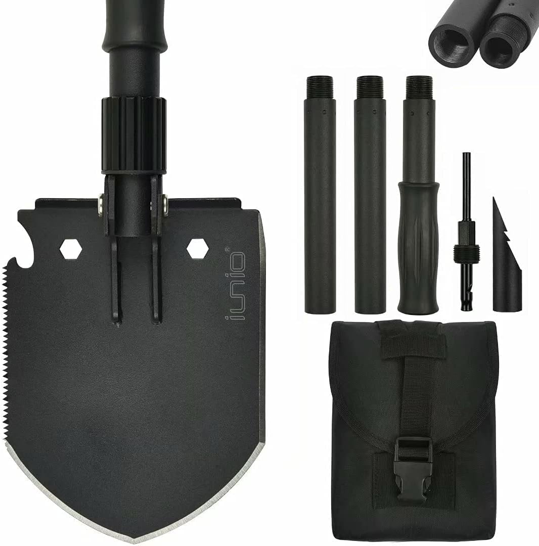 Pala plegable multiherramienta para mochileros y