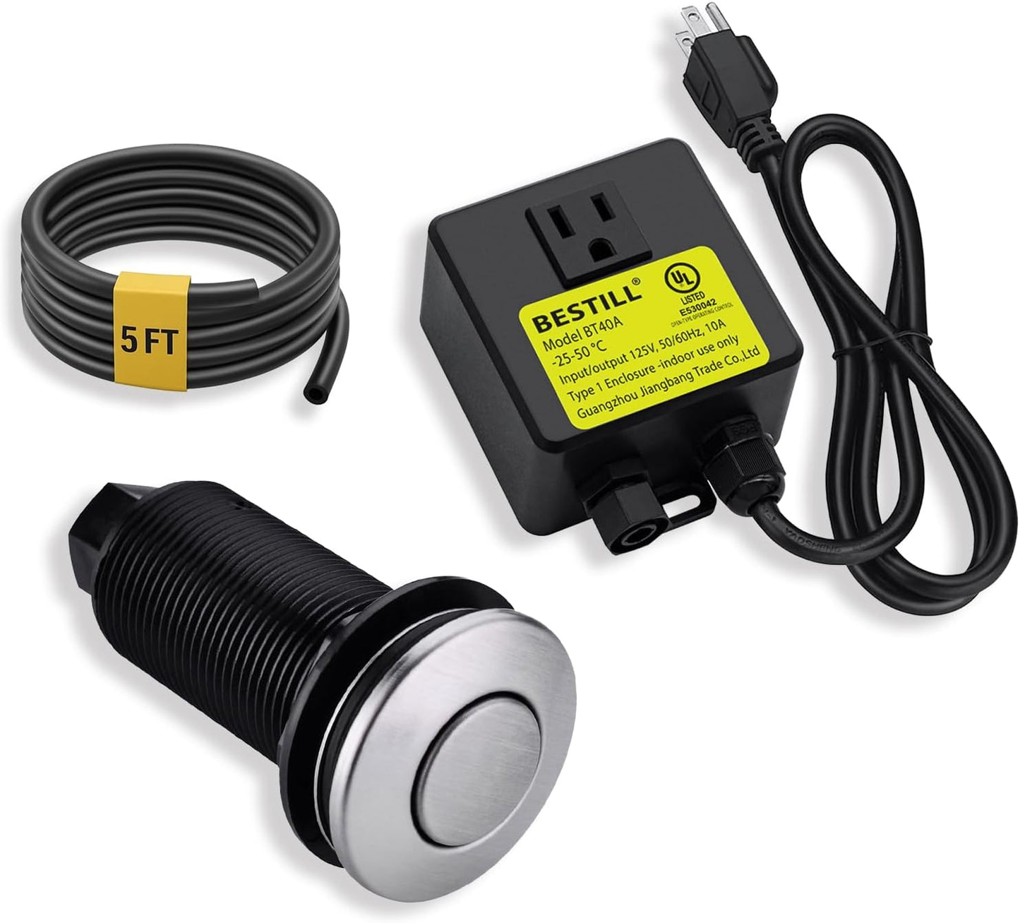 Kit interruptor aire acero inox níquel 3.6pulg UL