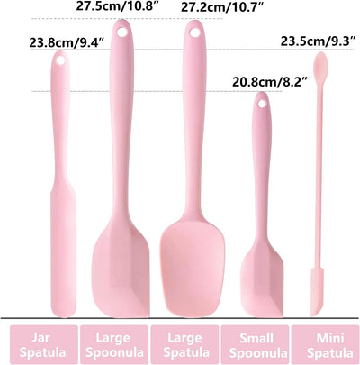 Set 5 Espátulas Silicona Rosa Resistentes Calor