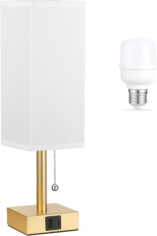 Lámpara mesa blanca dormitorio 3 temperaturas USB