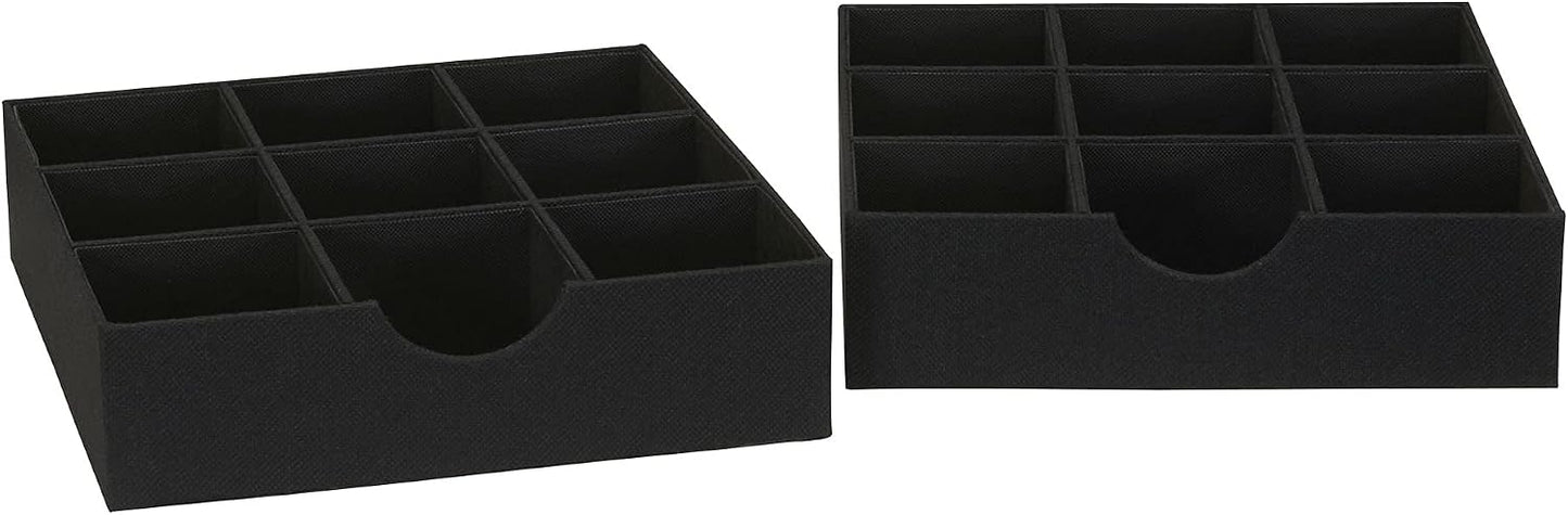 Bandeja organiz. cajones 9 compart. tela negro set 2