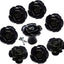 8 Pzas Pomos Puerta Cerámica Negro Floral Rosa con Manija