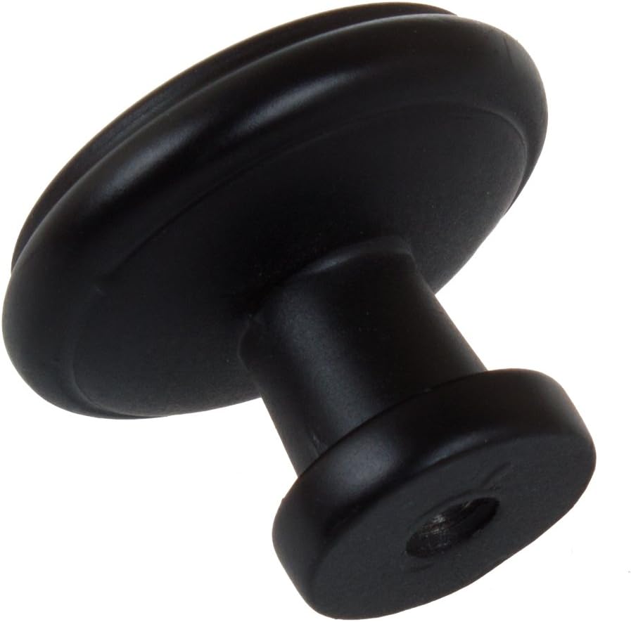 Pomo redondo gabinete 1.125pulg set 10 negro mate