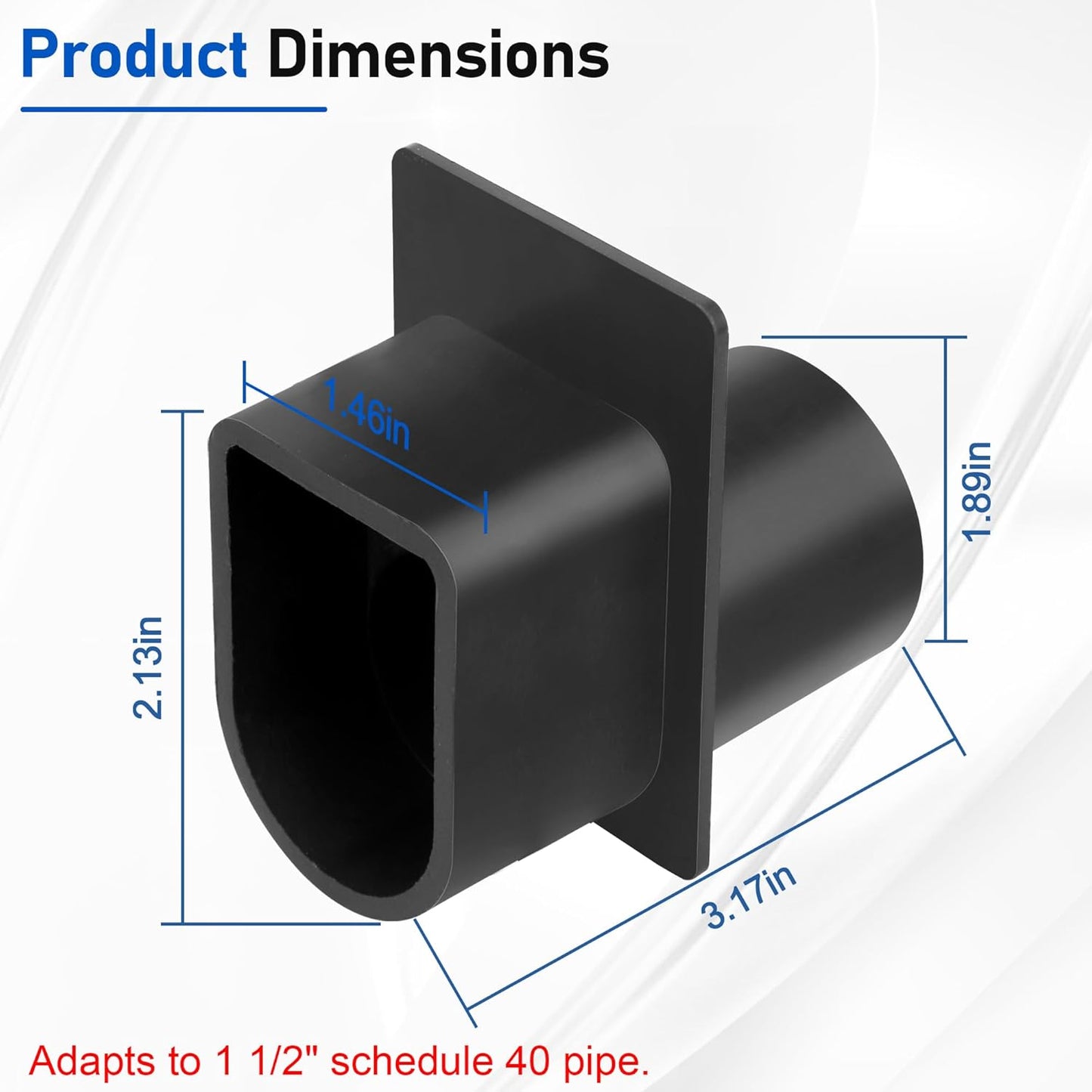 Adaptador drenaje piscina para tubo 1 1/2" negro