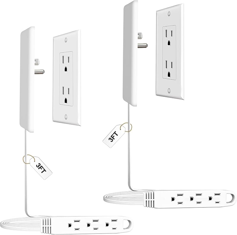 2 Regletas enchufe plano 3 ft 3 tomas 13A 125V