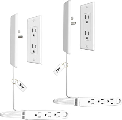 2 Regletas enchufe plano 3 ft 3 tomas 13A 125V