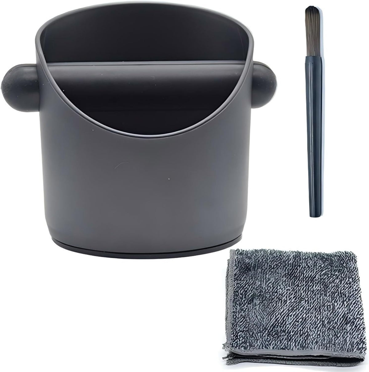 Caja de café expreso con paño y cepillo para 2-3 personas negro