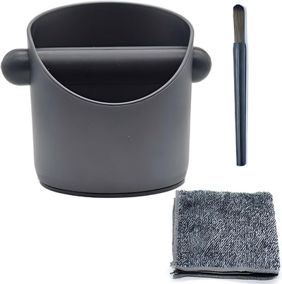 Caja de café expreso con paño y cepillo para 2-3 personas negro