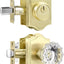 Set pomo puerta cristal dorado cilindro