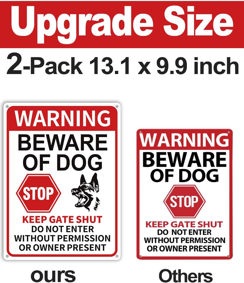 2 Señales Advertencia Perro Letrero Estaño Reflectante