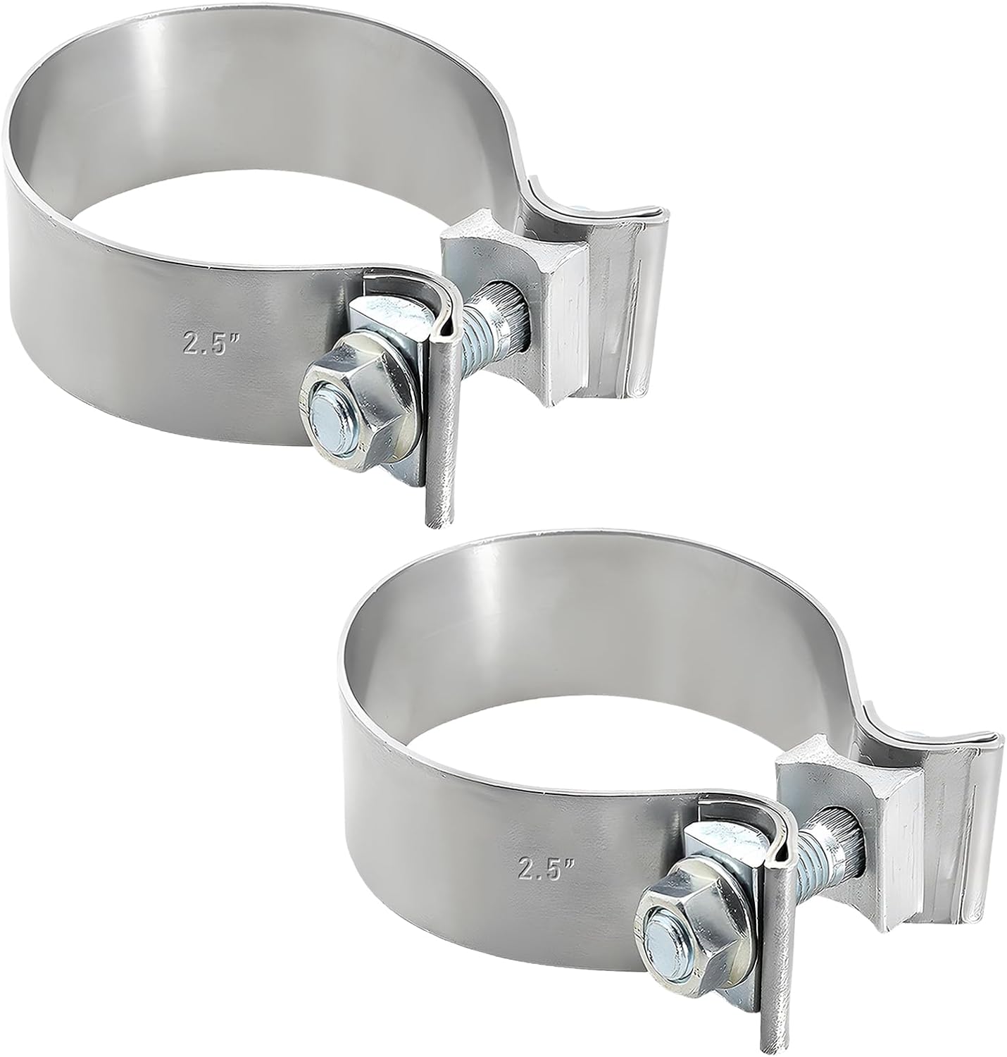 2 Abrazaderas Escape 2.5" Banda Estrecha Acero Inox