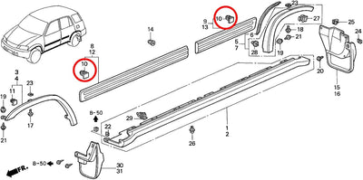 Clip moldeo lateral cuerpo 20pzas Honda CRV Civic Odyssey Pilot Acura RL