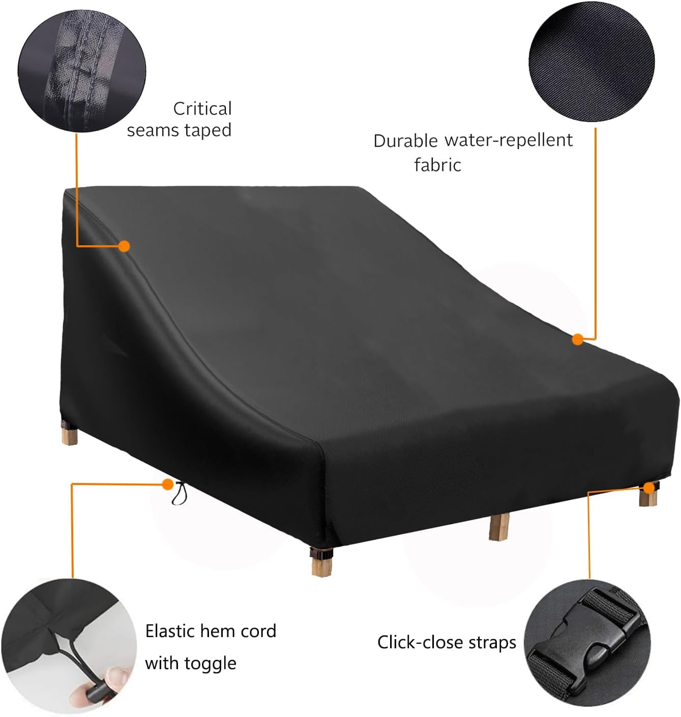 Funda tumbona patio 82pulg impermeable 81x57x32pulg