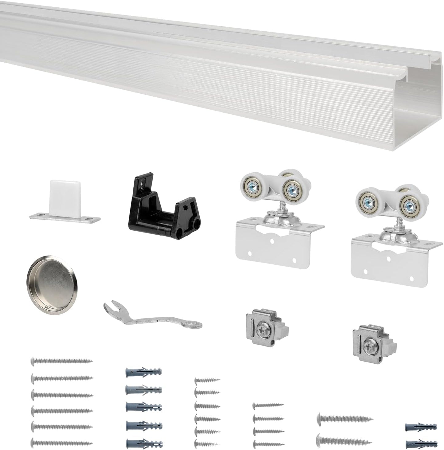 Kit riel puerta bolsillo aluminio 60 hardware deslizante