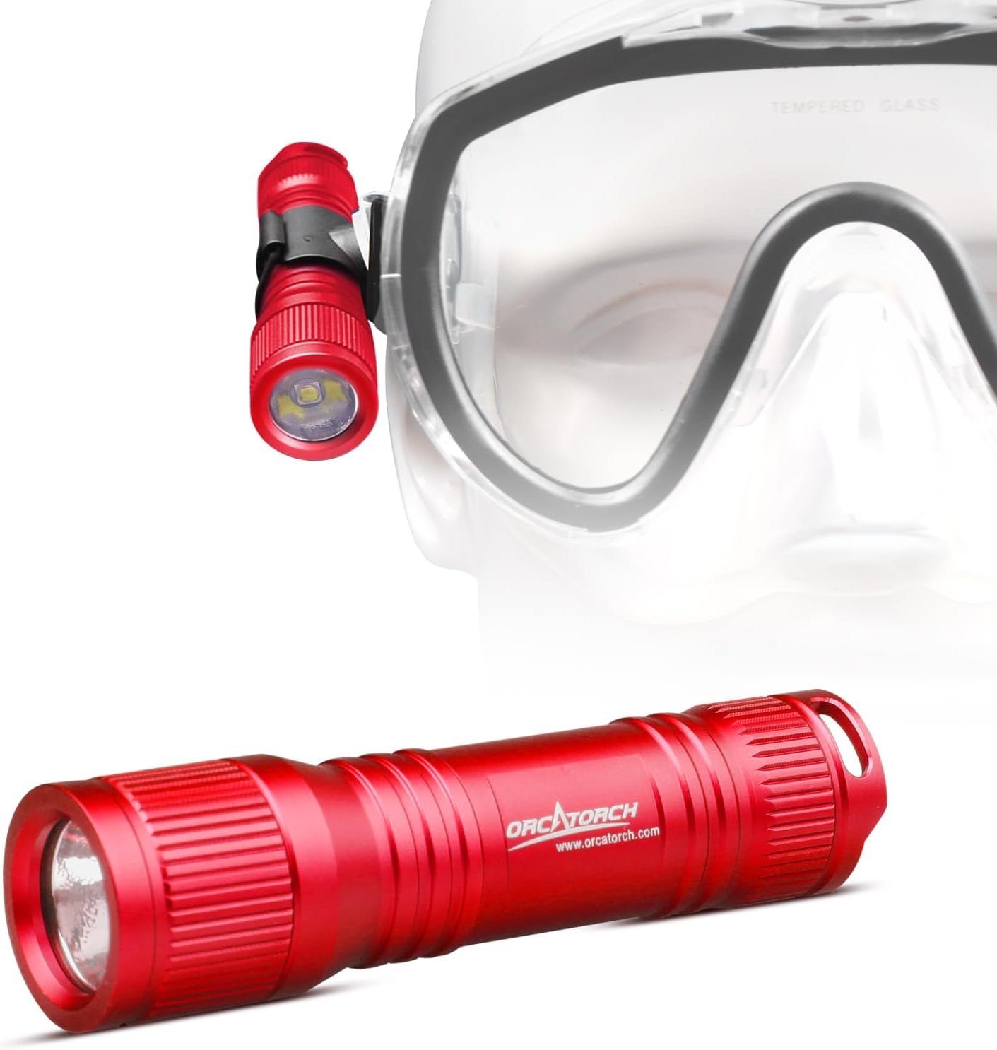 Linterna buceo 650 lúmenes faro 360° rojo