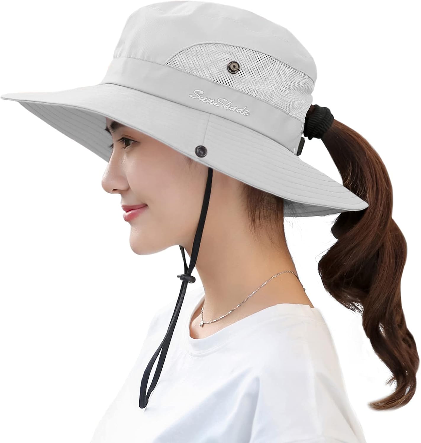 Gorro pesca mujer UV plegable borde ancho