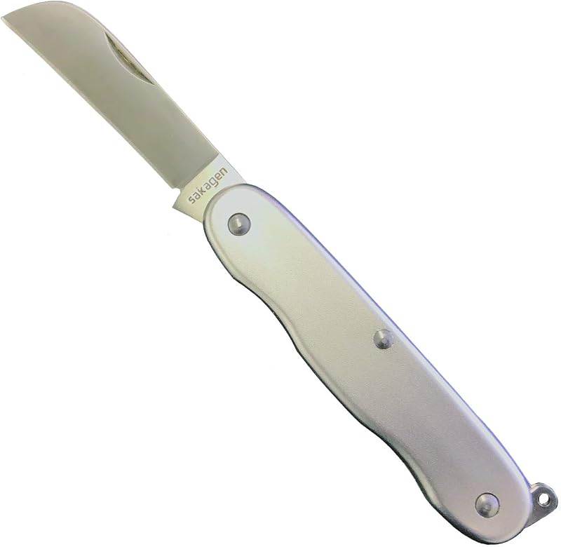Cuchillo floristería plegable hoja recta plata