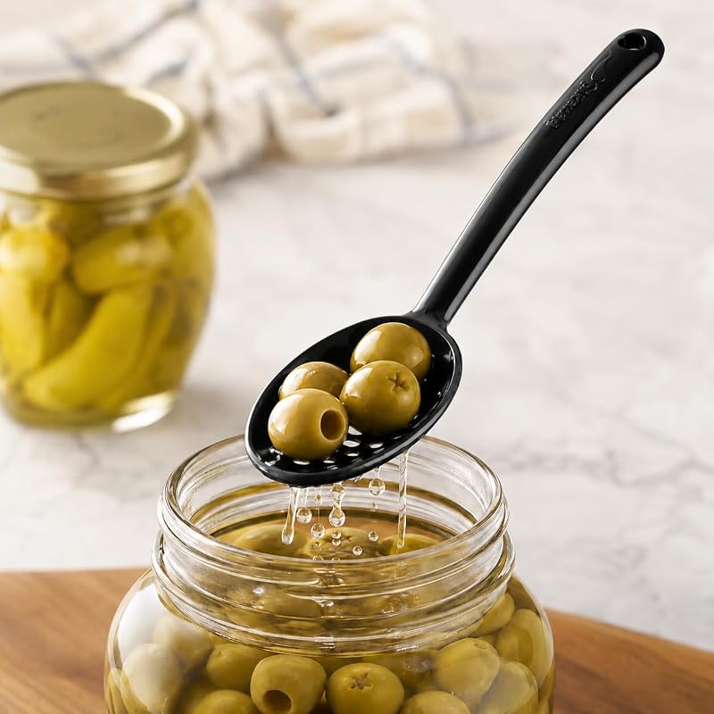 Cucharas servir ranuradas 7pulg pack 4 aceitunas encurtidos