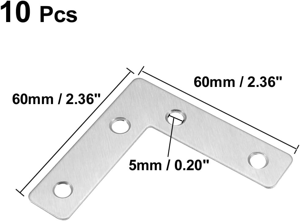 Placa L acero inox 304 2.362" 10 Pzas