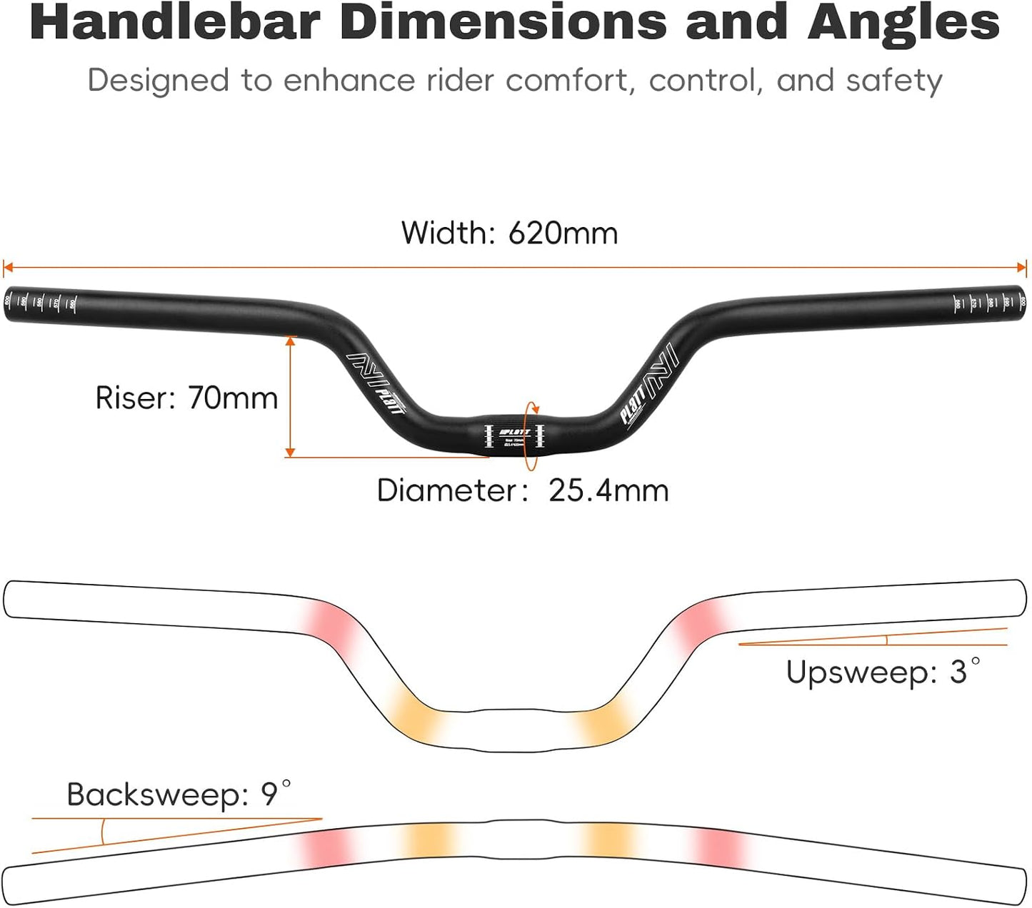 Manillar MTB aluminio elevado 25.4-620mm