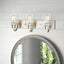 Lámpara tocador 3 luces níquel cepillado vidrio transparente