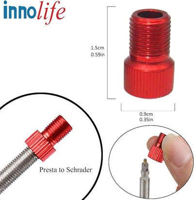 10 Adaptadores PRESTA a SCHRADER Aluminio para Bicicleta y Auto