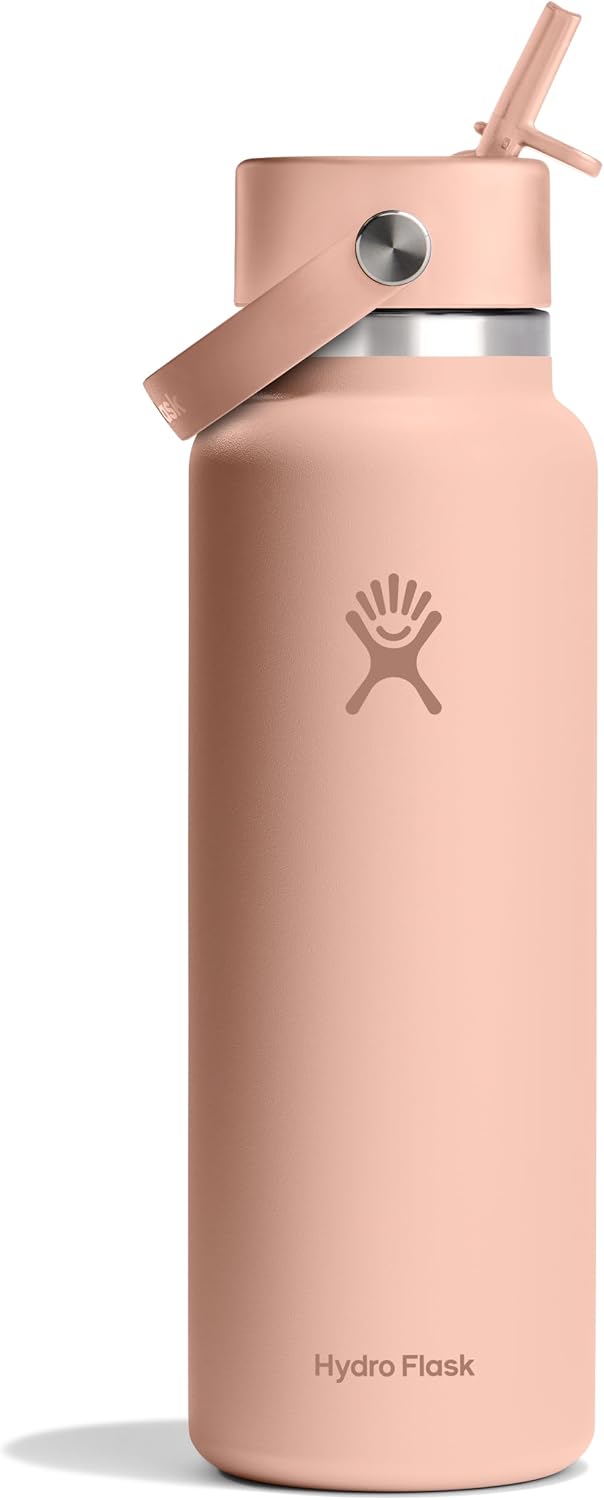 Vaso acero inox 1.2L boca ancha con tapa y pajita