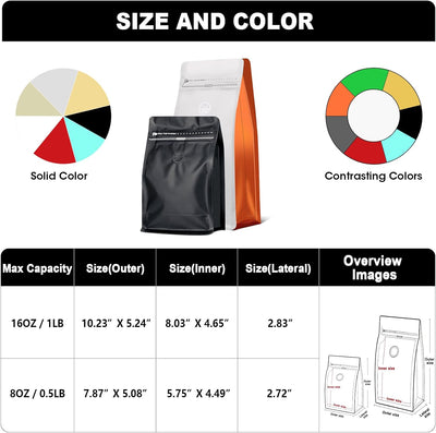 Bolsas café con válvula 16oz 60uds planas aluminio