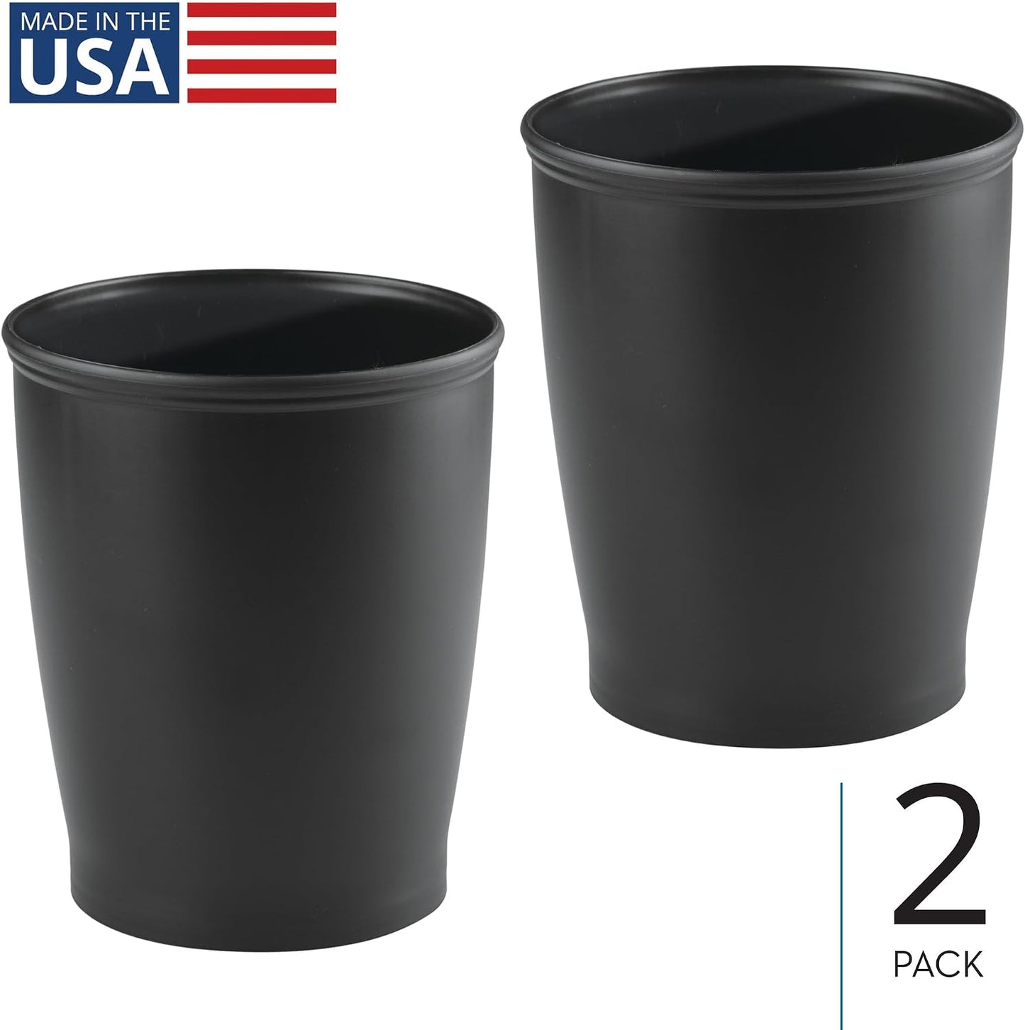 Cubo basura plástico redondo negro set 2